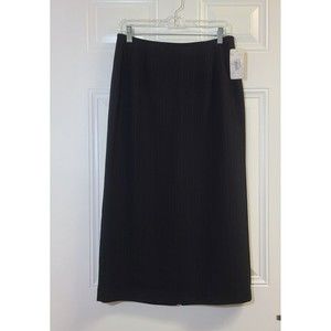 NWT Le Suit Column Skirt Black Pink Long Pinstripe Size 10P Lined Professional